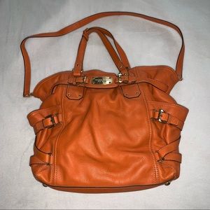 Michael Kors Gansevoort Leather Satchel Tangerine Crossbody